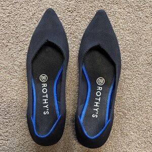 Rothy's Elegant Black Flats with Blue Trim